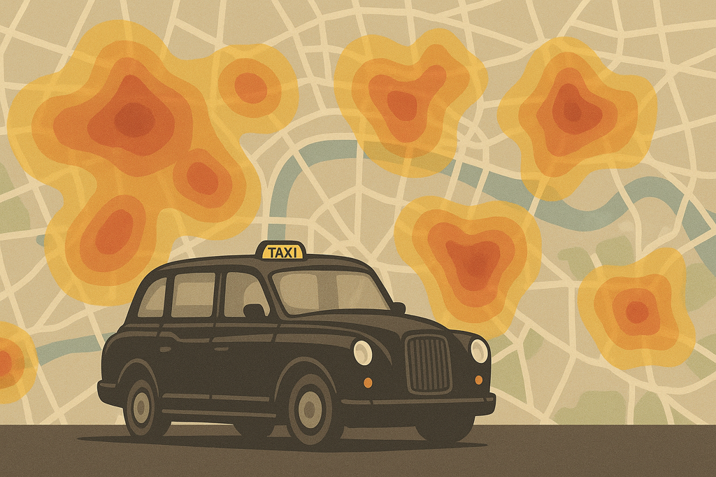 Heatmap of taxi demand across a city